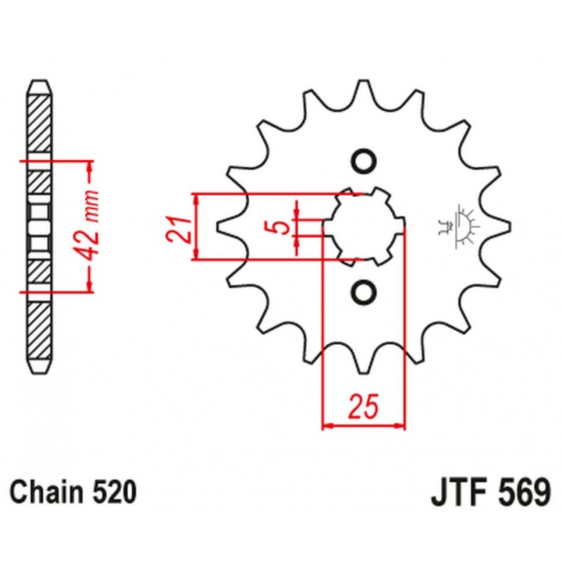 JT 2021/12 ZĘBATKA PRZEDNIA 569 18 YAMAHA XV 250 '89-'94, XVS 250 '08-'17, XV 250`89-15 (+3) (56918JT) (ŁAŃC. 520)